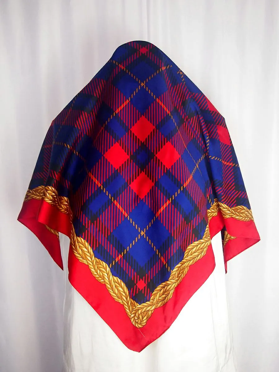 Vintage Tie Rack Red & Blue Plaid Scarf