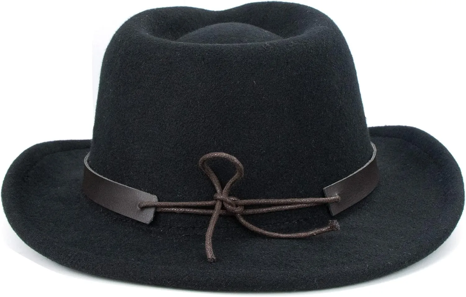 Western Cowboy Hat for Teens Big Kids Short Brim Roll Up Brim Cowgirl Hat Felt Fedora Hat for 8-16 Years