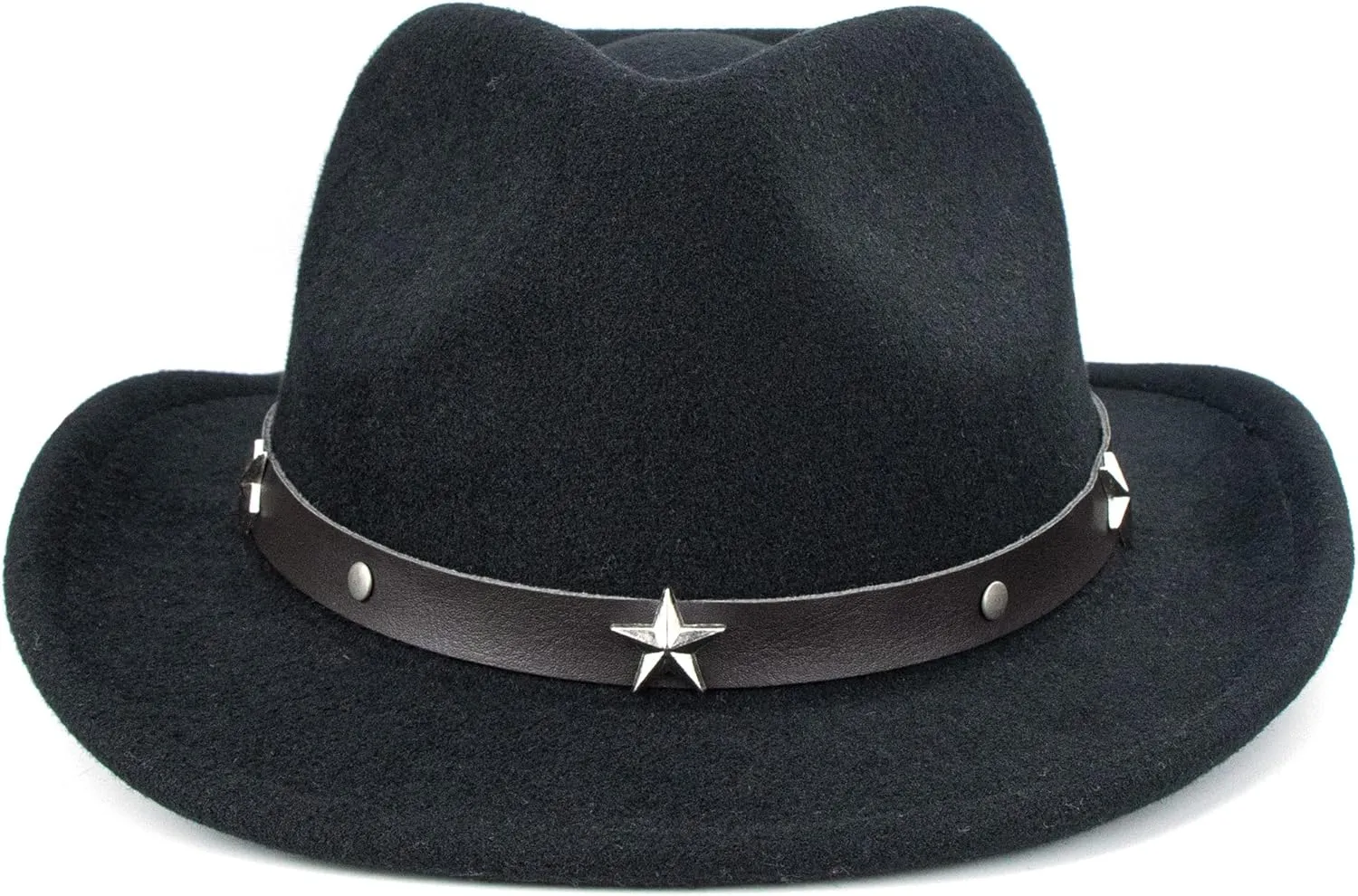 Western Cowboy Hat for Teens Big Kids Short Brim Roll Up Brim Cowgirl Hat Felt Fedora Hat for 8-16 Years