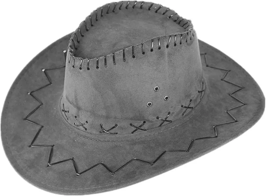 Women Men Fashion Classic Wide Brim Western Cowboy Hat with Belt Buckle Outdoor Fedora Hat