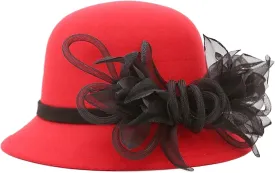 Women's Vintage Bucket Hat Floral Fedora Church Hat Bowler Hats