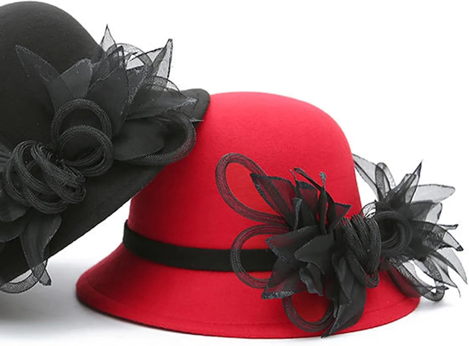 Women's Vintage Bucket Hat Floral Fedora Church Hat Bowler Hats