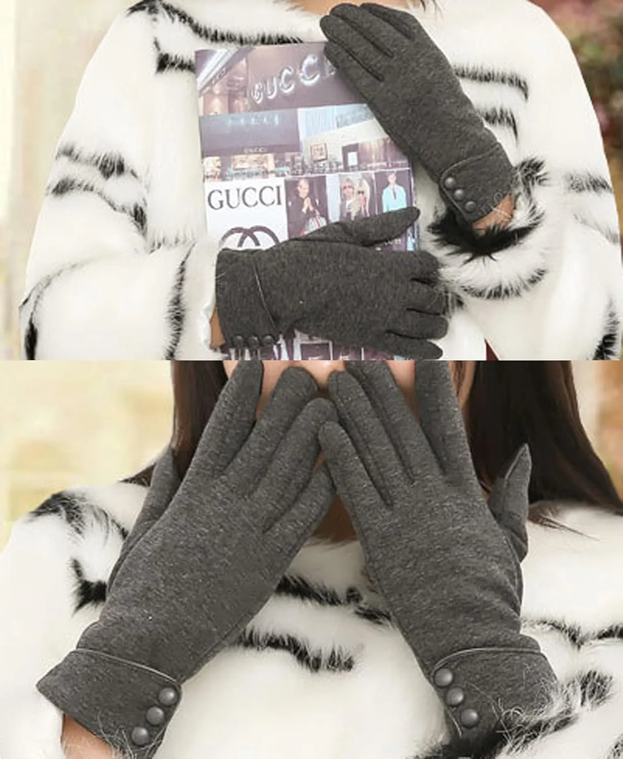 woogwin Womens Winter Gloves Touch Screen Warm Fleece Lined Thick Thermal Windproof Ladies Snow Gloves for Cold Weather