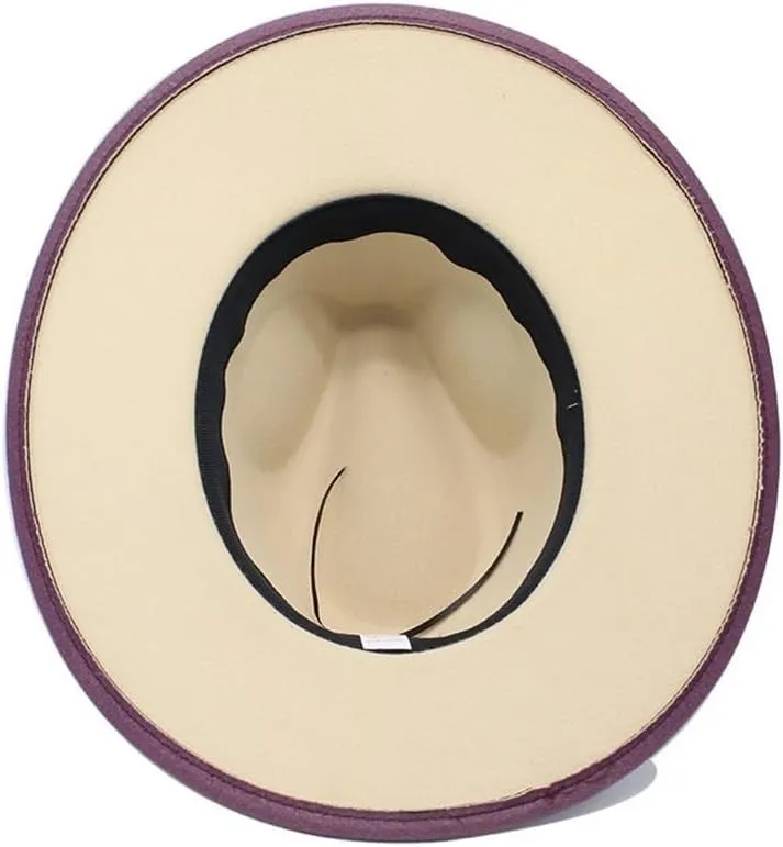 Woolen Top Hat Gradient Felt Hat Large Brim Jazz Hat Autumn and Winter Two-color British Style Hat Fengyan Cowboy Hats