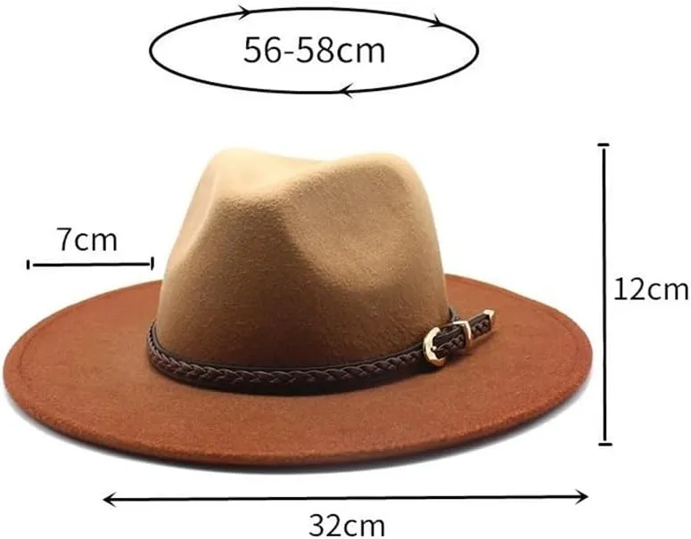 Woolen Top Hat Gradient Felt Hat Large Brim Jazz Hat Autumn and Winter Two-color British Style Hat Fengyan Cowboy Hats