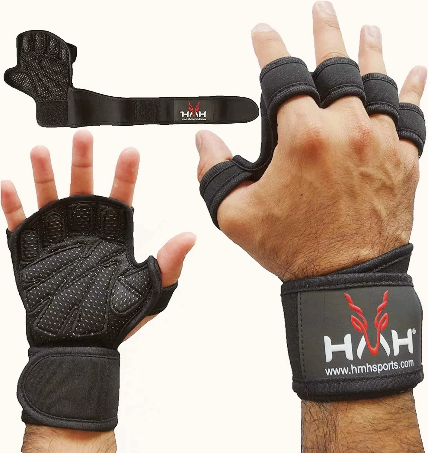 Workout Gloves Weight Lifting Gym Gloves for Men Women Wrist Support Padded Adjustable & Ventilated Grip Palm Protection Exercise Fitness Gloves, Pull ups