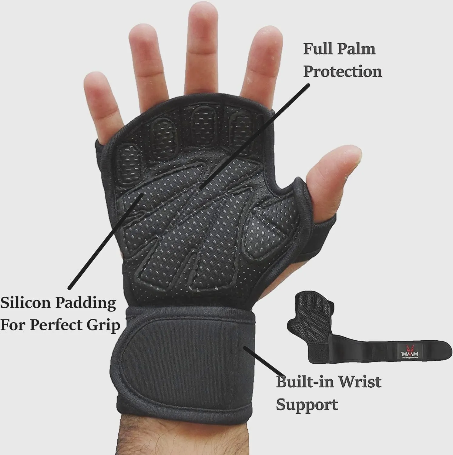 Workout Gloves Weight Lifting Gym Gloves for Men Women Wrist Support Padded Adjustable & Ventilated Grip Palm Protection Exercise Fitness Gloves, Pull ups