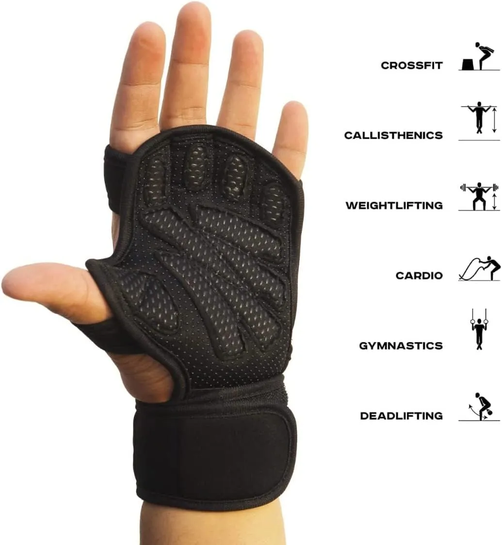 Workout Gloves Weight Lifting Gym Gloves for Men Women Wrist Support Padded Adjustable & Ventilated Grip Palm Protection Exercise Fitness Gloves, Pull ups