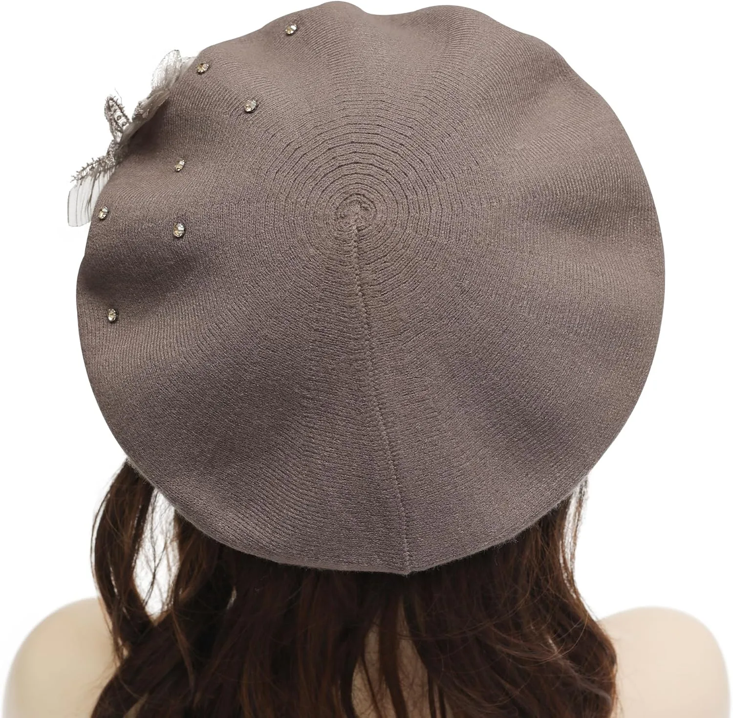 ZLYC Womens French Beret hat, Reversible Solid Color Cashmere Mosaic Warm Beret Cap for Girls